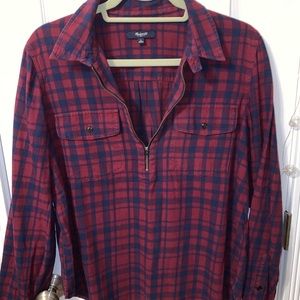 Flannel Zip- Front Popover Shirt in McKinney Plaid
